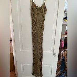 COPY - Slim fit, sequin pattered , evening-wear dress with sheer shawl wrap.